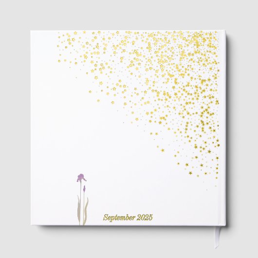 Elegante gouden & Bleke Paarse Waterverf Iris brui Gastenboek (Achterkant)