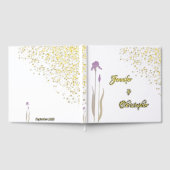 Elegante gouden & Bleke Paarse Waterverf Iris brui Gastenboek (Volledig)