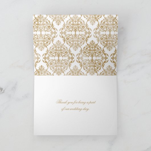 Elegante gouden bloei en damast bedankt (Binnen)