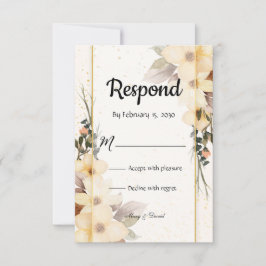 Elegante Gouden Bloei  RSVP Kaartje