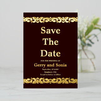 Elegante gouden bloeiende trouwfolie Save The Date Folie Uitnodiging