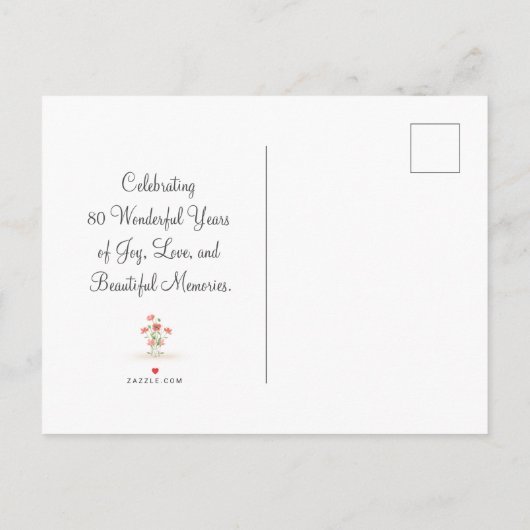 Elegante gouden bloem 80e verjaardag - 80 jaar uitnodiging briefkaart (Achterkant)