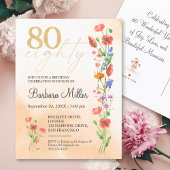 Elegante gouden bloem 80e verjaardag - 80 jaar uitnodiging briefkaart