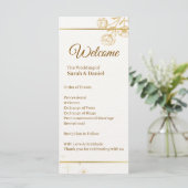 Elegante gouden bloem bruiloftsprogramma kaart (Staand voorkant)