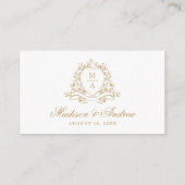 Elegante Gouden Bloem Crest Trouwwebsite QR-code Informatiekaartje (Achterkant)