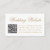 Elegante Gouden Bloem Crest Trouwwebsite QR-code Informatiekaartje (Voorkant)