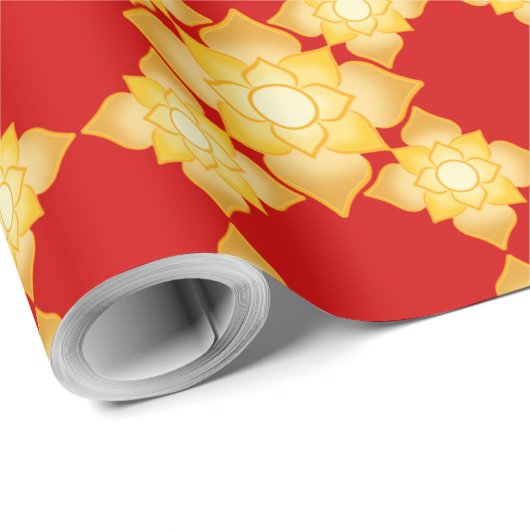 Elegante gouden bloem geometrisch naadloos patroon cadeaupapier (Rol Hoek)