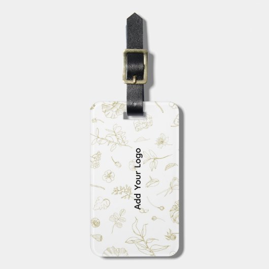 Elegante gouden bloem gepersonaliseerd Bagagelabel (Voorkant verticaal)