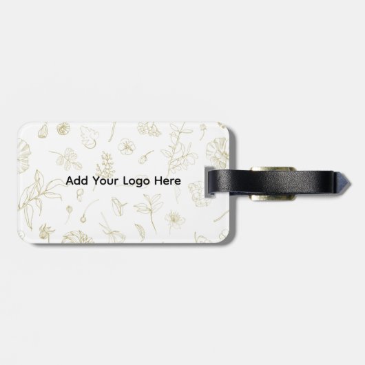 Elegante gouden bloem gepersonaliseerd Bagagelabel (Achterkant horizontaal)