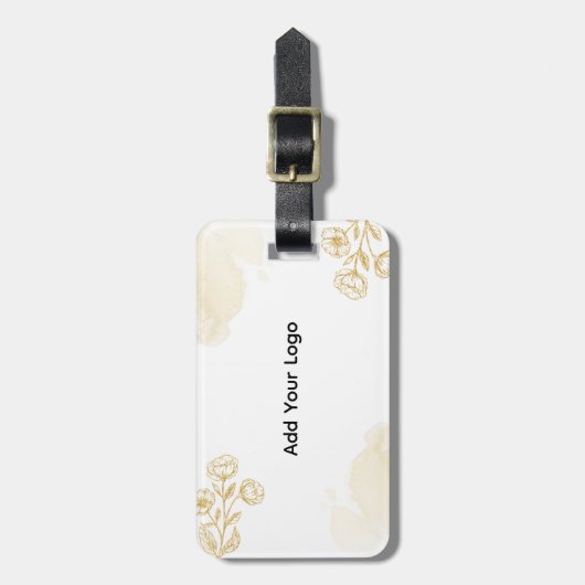 Elegante gouden bloem gepersonaliseerd Bagagelabel (Voorkant verticaal)