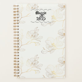 Elegante Gouden Bloem Gepersonaliseerd Wekelijks/M Planner