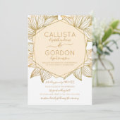 Elegante gouden bloem Hexagon Terrarium bruiloft Kaart (Staand voorkant)