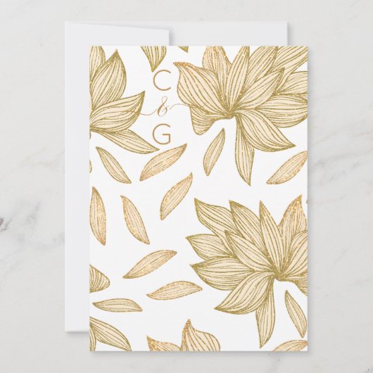 Elegante gouden bloem Hexagon Terrarium bruiloft Kaart (Achterkant)