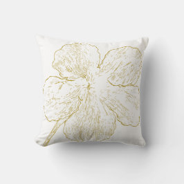 Elegante Gouden Bloem Lijn Kunst Minimalistisch Kussen
