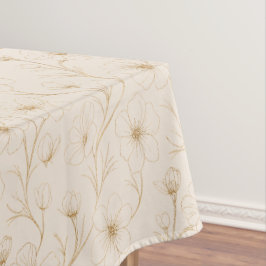 Elegante Gouden Bloem Lijn Kunst Naadloos Patroon Tafelkleed
