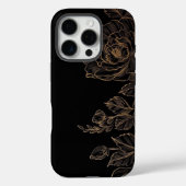 Elegante gouden bloem op zwart Case-Mate iPhone case (Achterkant)