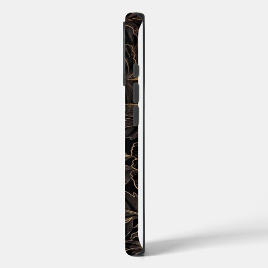 Elegante gouden bloem op zwart Case-Mate iPhone case (Achterkant / Links)