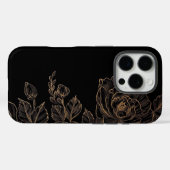 Elegante gouden bloem op zwart Case-Mate iPhone case (Achterkant (horizontaal))