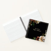 Elegante gouden bloem op zwart gepersonaliseerd notitieboek (Binnen)