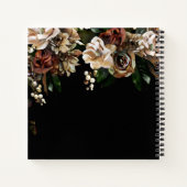 Elegante gouden bloem op zwart gepersonaliseerd notitieboek (Achterkant)