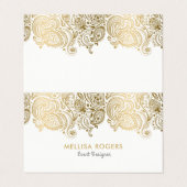 Elegante gouden bloem paisley kant visitekaartje (Buitenkant ongevouwen)