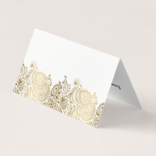 Elegante gouden bloem paisley kant visitekaartje (Achterkant)