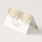 Elegante gouden bloem paisley kant visitekaartje (Voorkant)