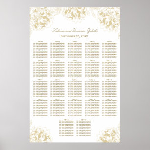 Elegante gouden bloem pioen trouw zitplaatsen poster