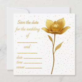 Elegante Gouden Bloem Plat Save The Date Kaart