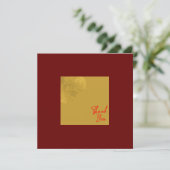 Elegante gouden bloem Royal Red Bedankkaart (Staand voorkant)