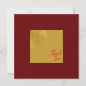 Elegante gouden bloem Royal Red Bedankkaart (Voorkant)