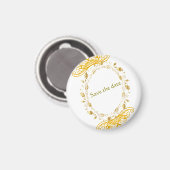 Elegante gouden bloem "Save the Date" magneet (Voorkant / Achterkant)