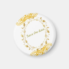 Elegante gouden bloem "Save the Date" magneet