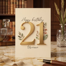 Elegante Gouden Bloem Typografie 21e Verjaardag
