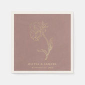 Elegante gouden bloem typografie Dusty Roos bruilo Servet (Voorkant)