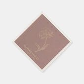Elegante gouden bloem typografie Dusty Roos bruilo Servet (Hoek)