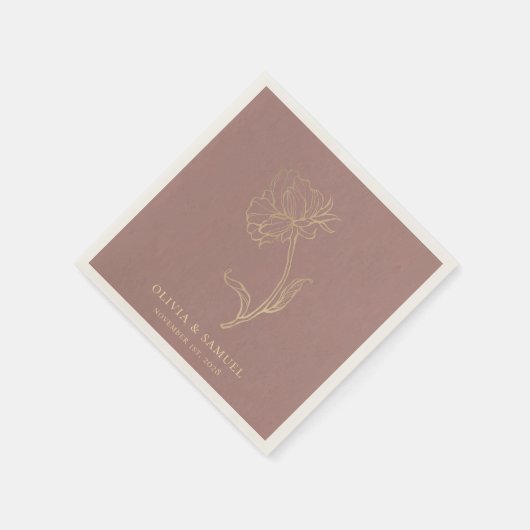 Elegante gouden bloem typografie Dusty Roos bruilo Servet (Hoek)