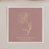 Elegante gouden bloem typografie Dusty Roos bruilo Servet