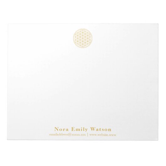 Elegante Gouden Bloem van het Leven Professioneel  Notitieblok (Voorkant)