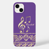 Elegante gouden bloem, vioolsleutel, Paarse noot Case-Mate iPhone Case (Achterkant)