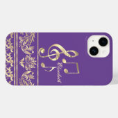 Elegante gouden bloem, vioolsleutel, Paarse noot Case-Mate iPhone Case (Achterkant (horizontaal))