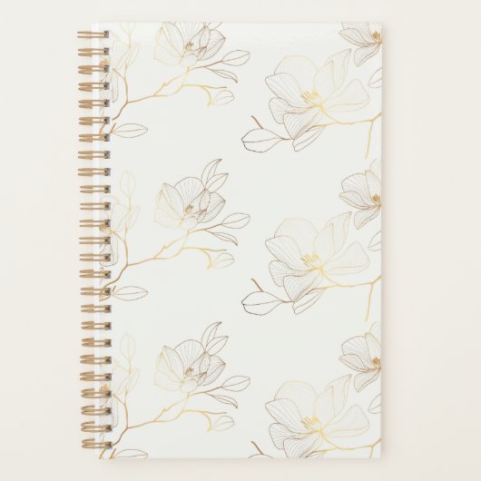 Elegante gouden bloem wekelijks / maandelijks planner (Voorkant)