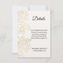 Elegante gouden bloem witte trouwdetails kaart