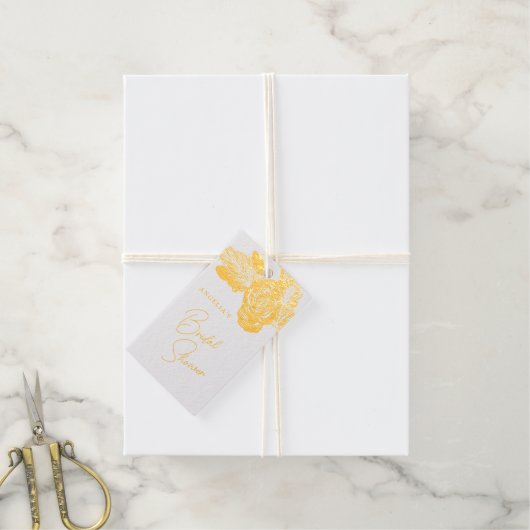Elegante gouden bloemcompositie folie geschenklabe cadeaulabels (Met Koord)
