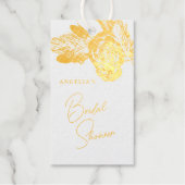 Elegante gouden bloemcompositie folie geschenklabe cadeaulabels (Voorkant)