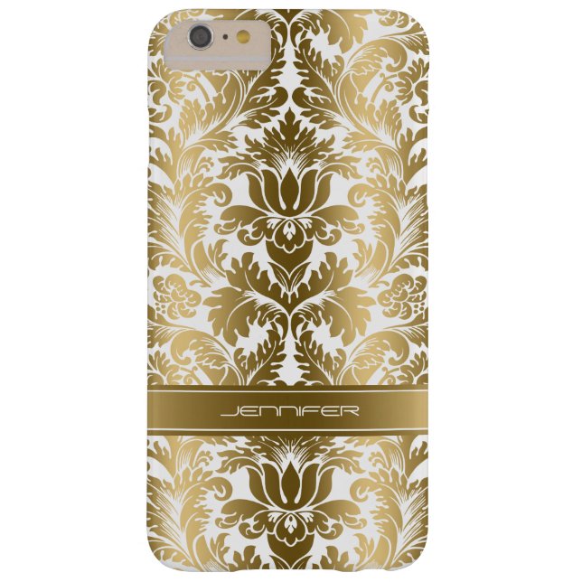 Elegante gouden bloemdamast 2 witte achtergrond Case-Mate iPhone case (Achterkant)