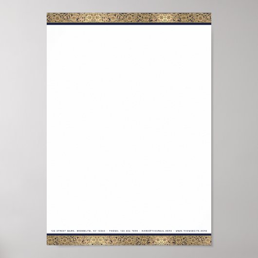 Elegante  Gouden Bloemen A4 Letterhead Download Poster (Voorkant)