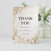 Elegante gouden bloemen bedankkaart (Staand voorkant)