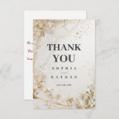 Elegante gouden bloemen bedankkaart (Voorkant / Achterkant)