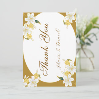 Elegante gouden bloemen bedankkaart